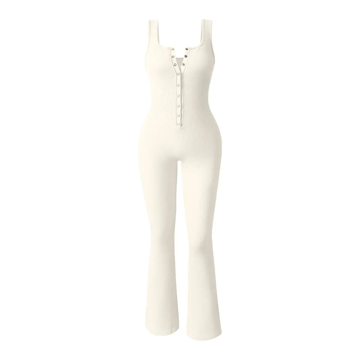 OQQ Women'S Yoga Ribbed Tank Button Tops Rompers Sleeveless Exercise Jumpsuits Springtok Outdoorfun
