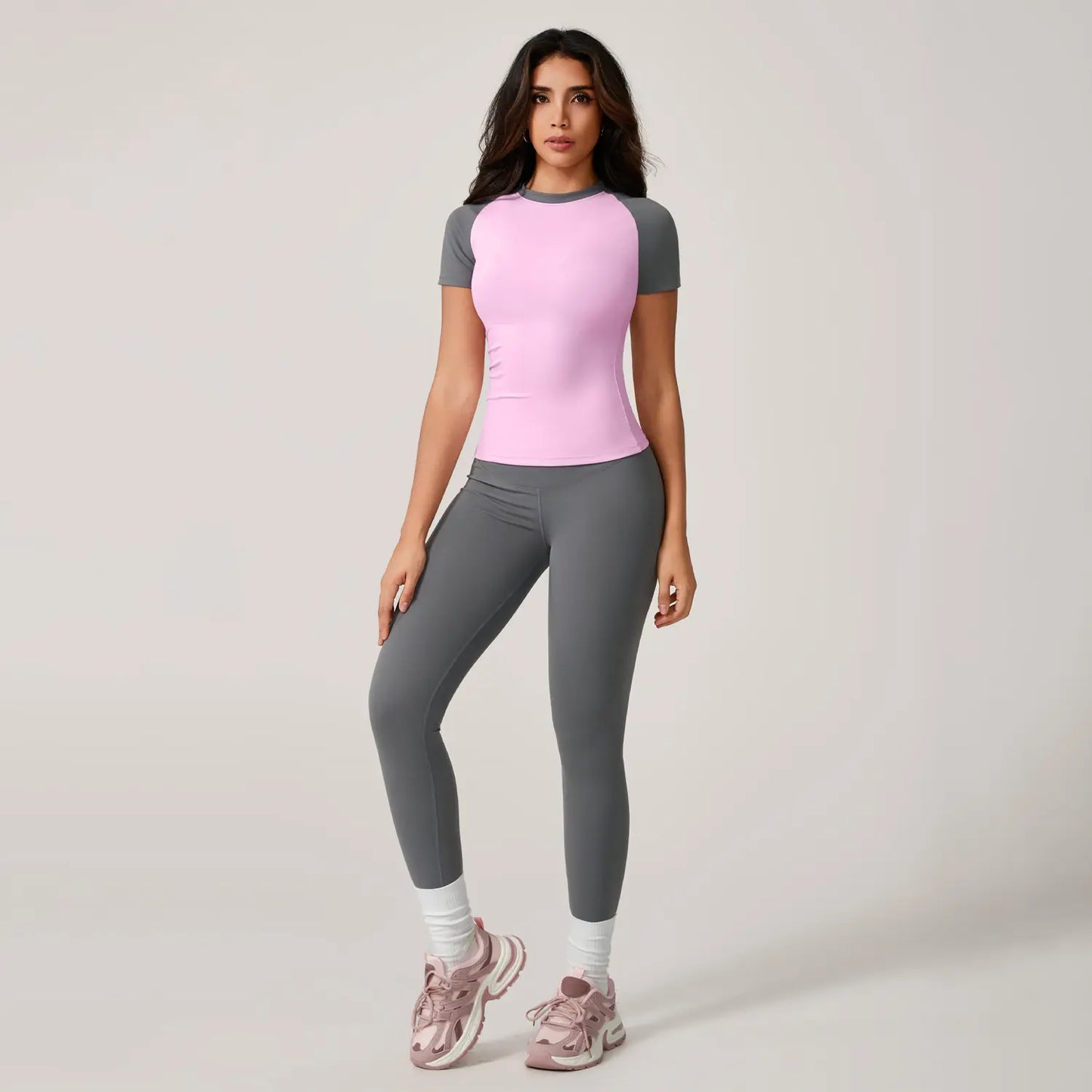 TIMEOFF Women'S 2 Piece Sweatsuit Set - Raglan Sleeve Color-Block Fitted Top & High-Waist Leggings, Stretchy Breathable Sporty Style Outfits for Yoga, Gym Workouts, Women'S Clothes,Summervibes