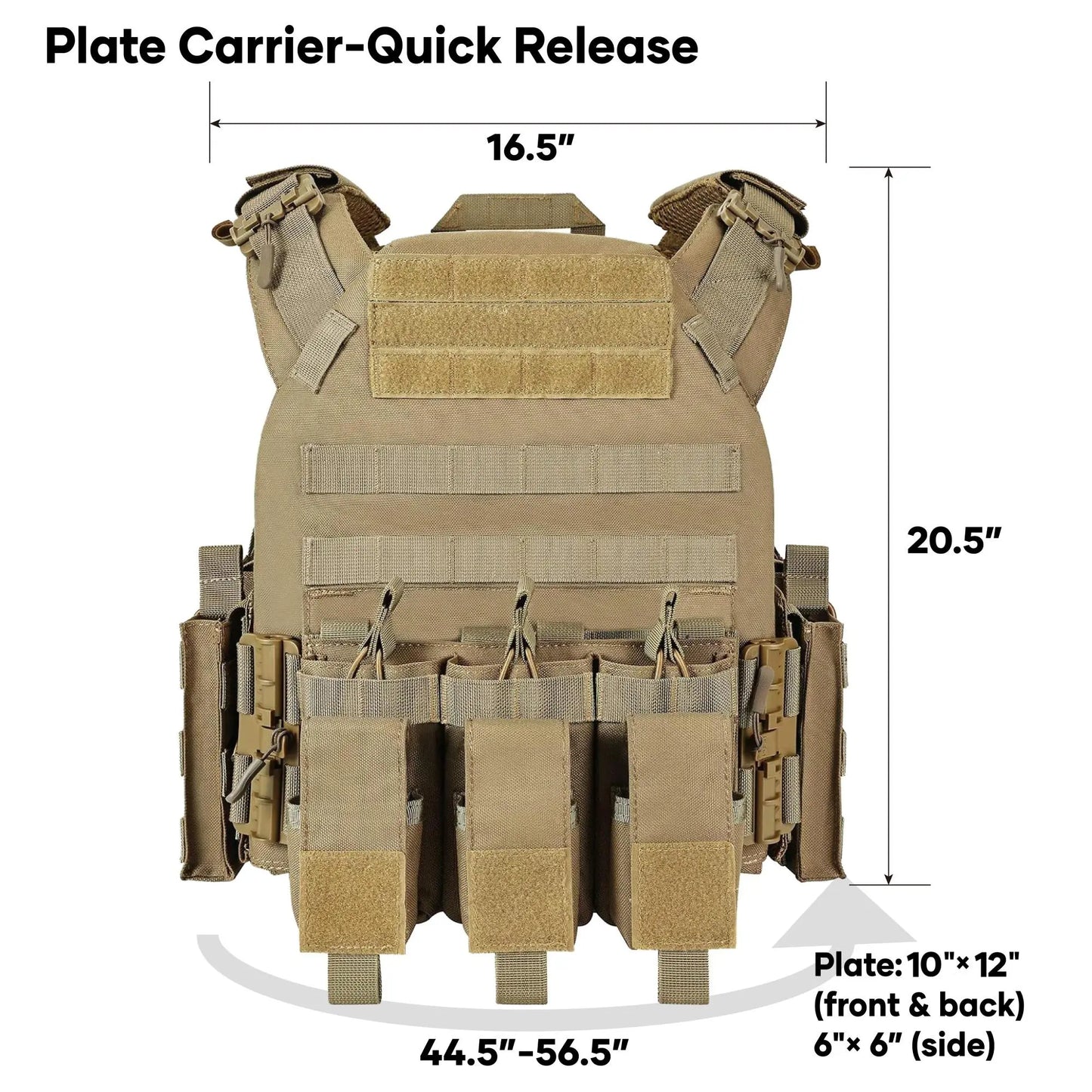 GFIRE Quick Release Plate Carrier Vest Molle Vest Adjustable Breathable for Sport 32-52 Inches Adjustable Size Perfect Gift for Men