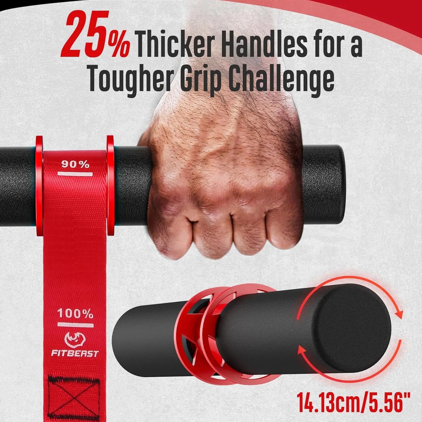 Fitbeast Forearm Strengthener & Wrist Roller with Thickened Handle, Forearm Exerciser with Adjustable Nylon Strap, 220Lbs Capacity - Ideal for Wrist, Forearm, Grip, and Arm Workouts, Grip Strength Trainer