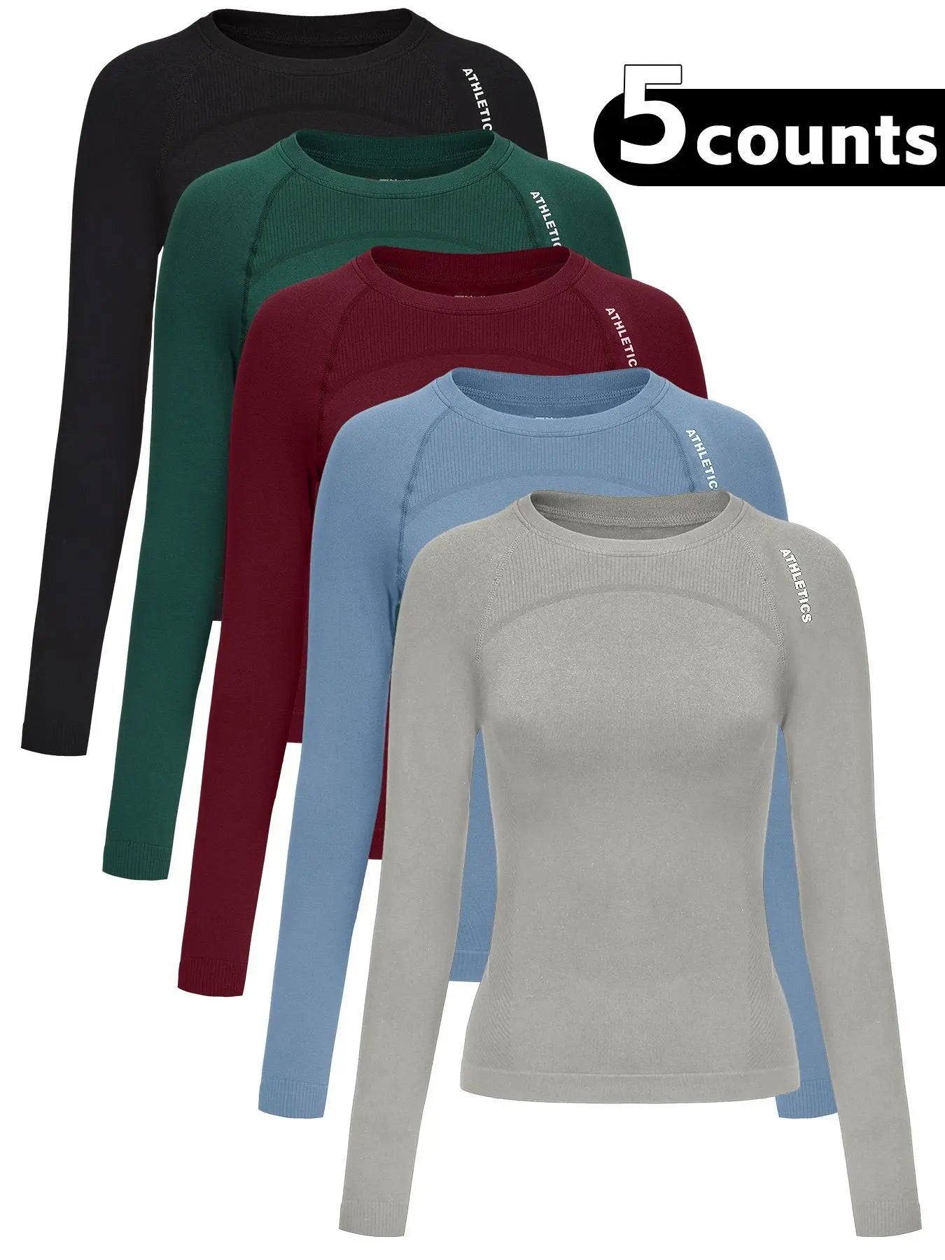 Women'S Letter Print Baselayer Top, Long Sleeve round Neck Compression Top for Yoga Gym Workout, Ladies Sportswear for Fall & Winter, Athletic Compression Shirt, Fitness Clothes Tops, Athletic Fashion Activewear, Workout Apparel
