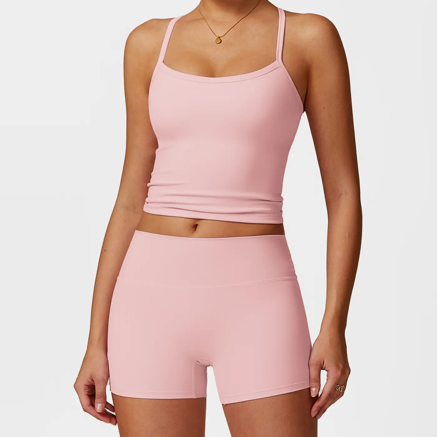 MFVIM Women'S Yoga Wear Backless Lace up Sports Bra and High Waisted Hip Lifting Shorts Matching Workout Set Butt-Lifting Pilates Improver Suit Sleeveless Gym Tops Lightweight Activewear Running Outfits Sporty Style Clothes