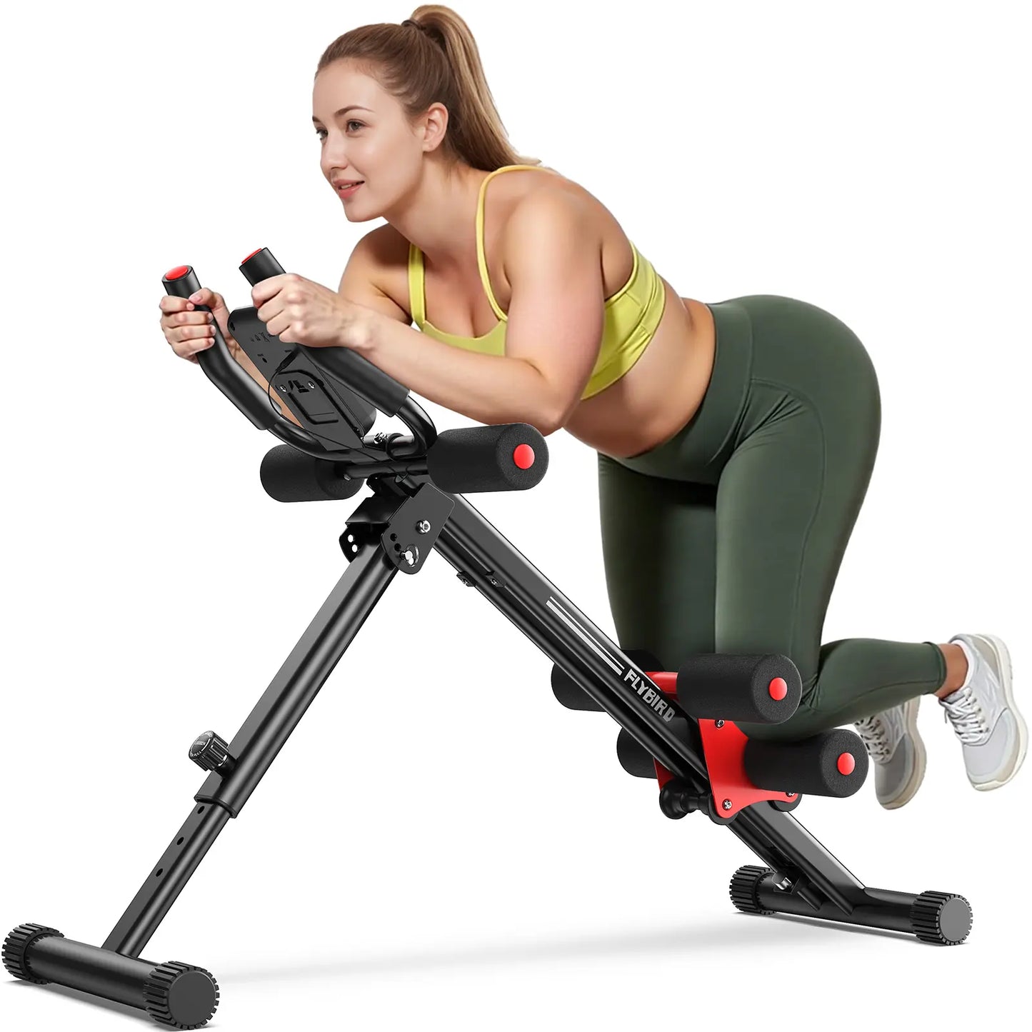FLYBIRD Foldable Fitness Ab Machine - Adjustable Multifunctional Abdominal Muscle Core Trainer, Tummy Exercise Equipment for Beginner at Home Gym Full Body Strength Training