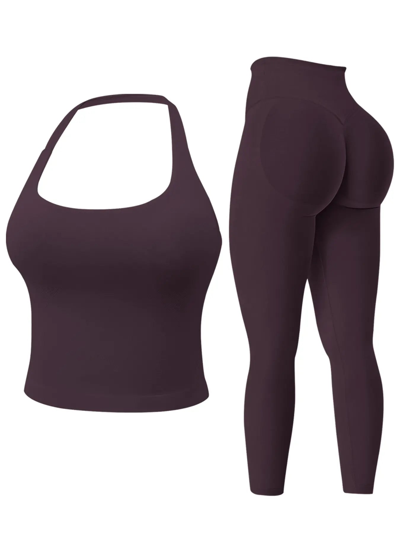 Two-Piece Set Women'S Solid Seamless Crop Tank Top & High Waist Leggings Tracksuit Set Gym Sets, Sporty Casual Breathable Comfortable Outfits for Yoga Gym Workout Running, Ladies Sportswear for All Seasons, Fitness Outfit, Fitness Clothing