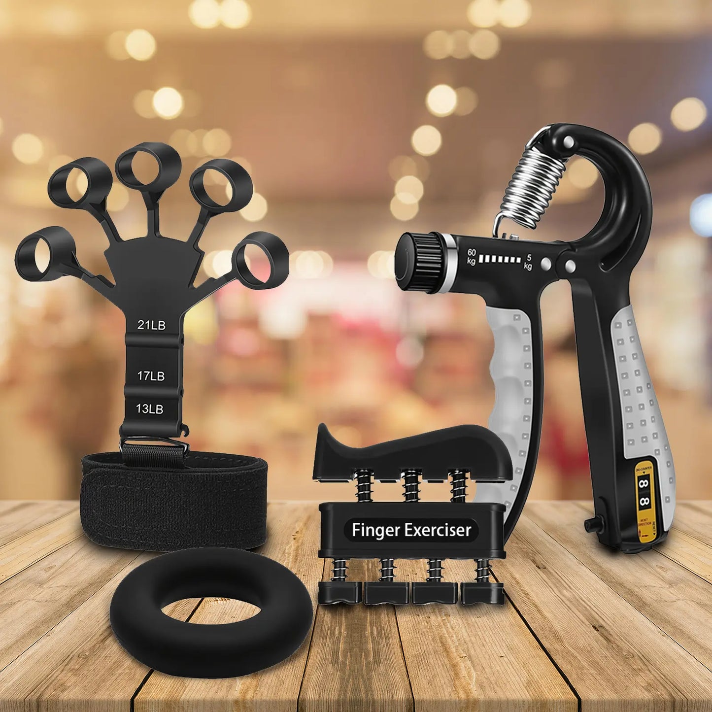 Pro Grip Trainer 4-Pack Adjustable Resistance (10-130 Lbs) - Forearm Exerciser for Muscle Development and Grip Strength Improvement (Office, Gym, Carpal Tunnel Relief)