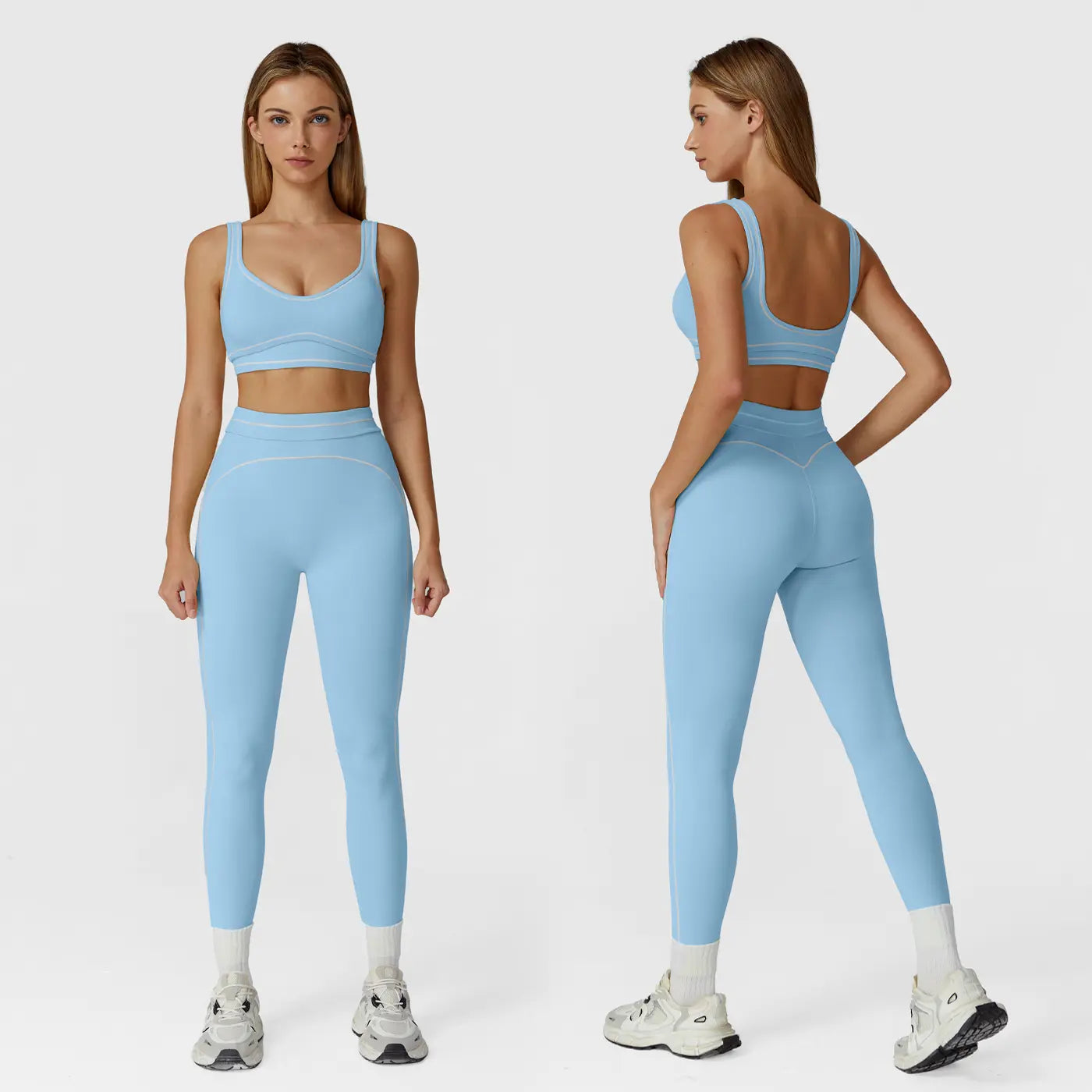 MFVIM Women'S Two-Piece Sports Set, Comfortable Activewear for Fitness and Gym, Athletic Clothing for Everyday Use Summer Sportswear Yoga Bottoms Sporty Casual Seamless