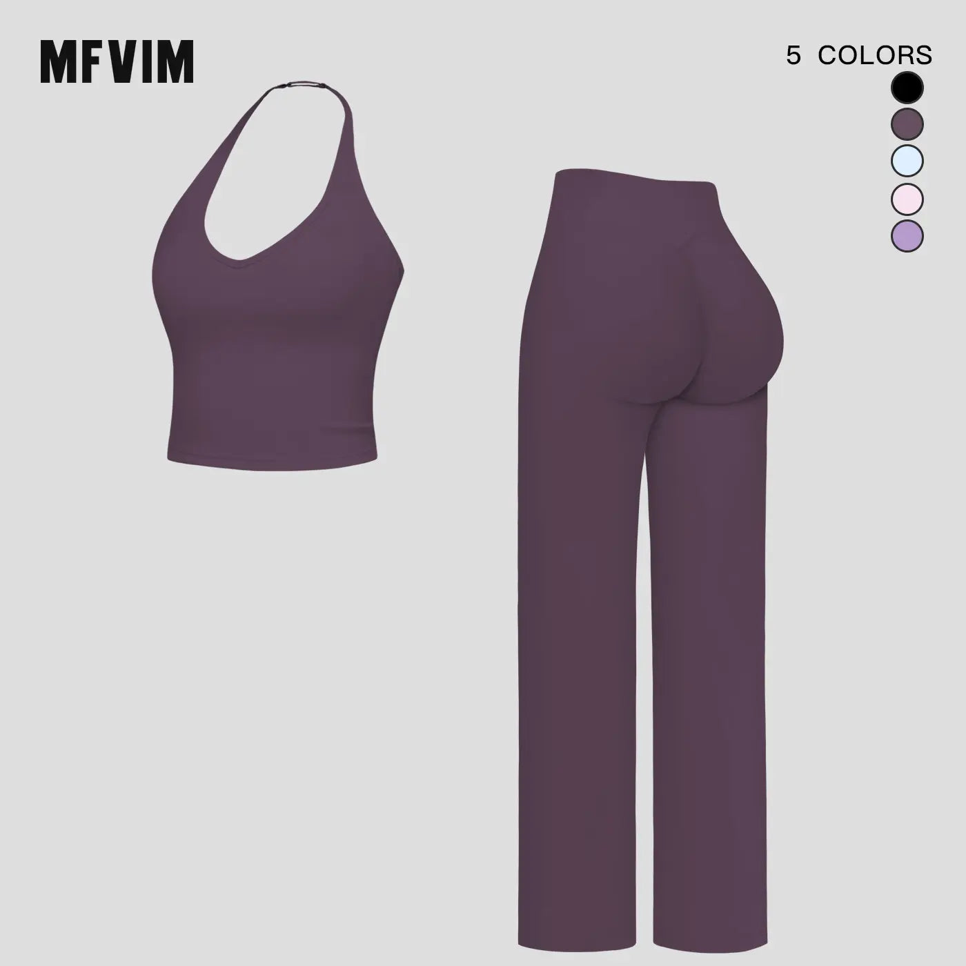MFVIM Sporty Two-Piece Set Women’S Plain Crop Cami Top & Flare Leg Pants Sports Set, Sporty Casual Comfy Breathable Two-Piece Outfits for Yoga, Gym, Workout, Running, Gym Workout Clothes