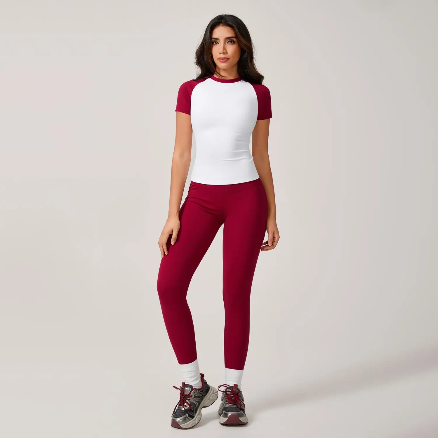 TIMEOFF Women'S 2 Piece Sweatsuit Set - Raglan Sleeve Color-Block Fitted Top & High-Waist Leggings, Stretchy Breathable Sporty Style Outfits for Yoga, Gym Workouts, Women'S Clothes,Summervibes