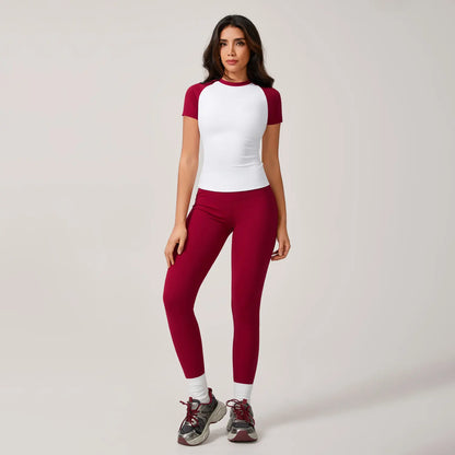 TIMEOFF Women'S 2 Piece Sweatsuit Set - Raglan Sleeve Color-Block Fitted Top & High-Waist Leggings, Stretchy Breathable Sporty Style Outfits for Yoga, Gym Workouts, Women'S Clothes,Summervibes