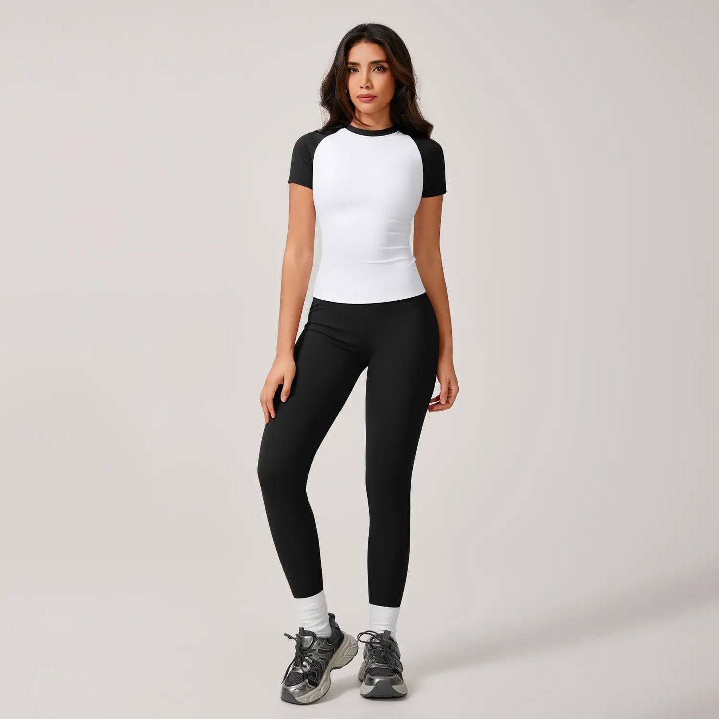 TIMEOFF Women'S 2 Piece Sweatsuit Set - Raglan Sleeve Color-Block Fitted Top & High-Waist Leggings, Stretchy Breathable Sporty Style Outfits for Yoga, Gym Workouts, Women'S Clothes,Summervibes