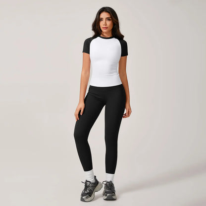 TIMEOFF Women'S 2 Piece Sweatsuit Set - Raglan Sleeve Color-Block Fitted Top & High-Waist Leggings, Stretchy Breathable Sporty Style Outfits for Yoga, Gym Workouts, Women'S Clothes,Summervibes