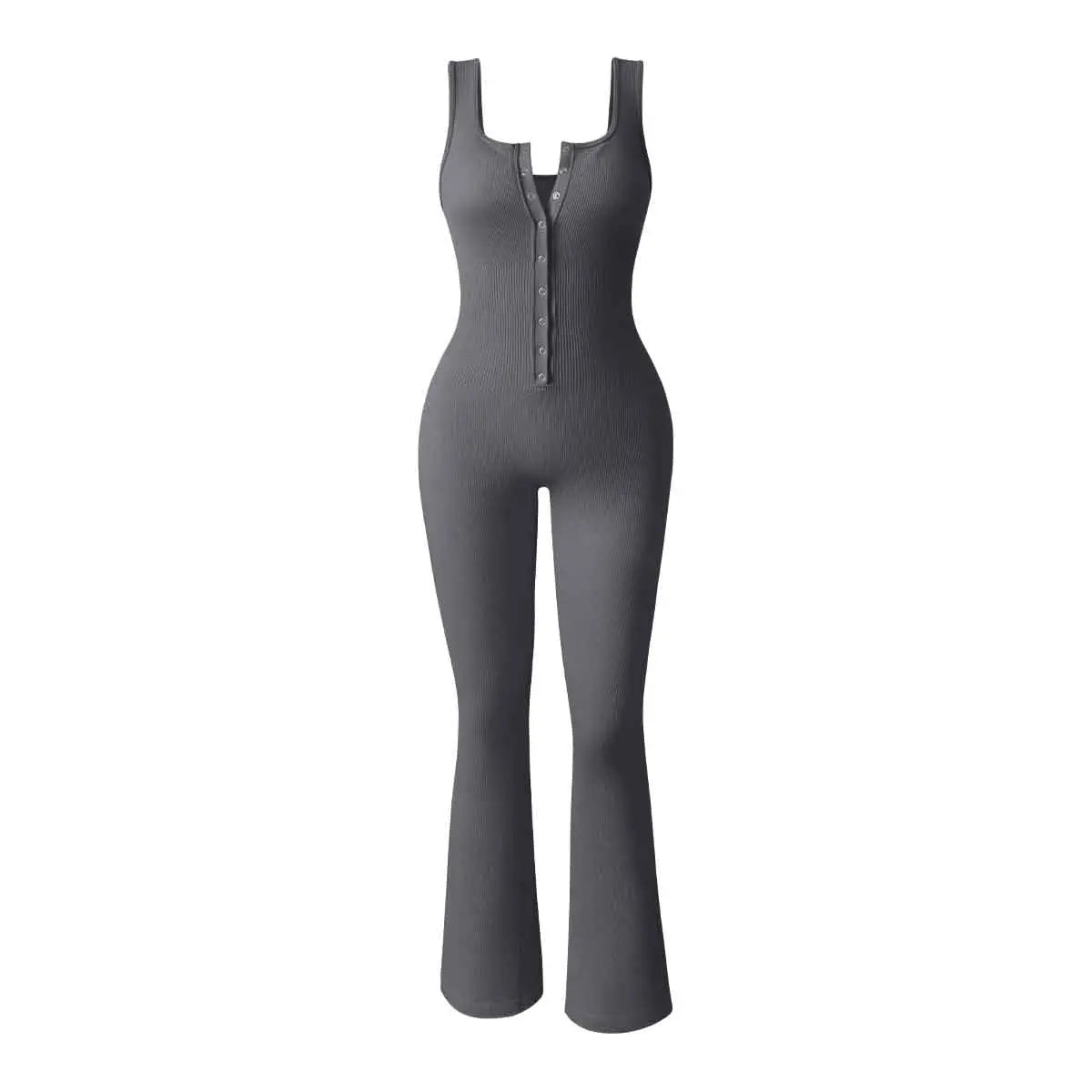 OQQ Women'S Yoga Ribbed Tank Button Tops Rompers Sleeveless Exercise Jumpsuits Springtok Outdoorfun