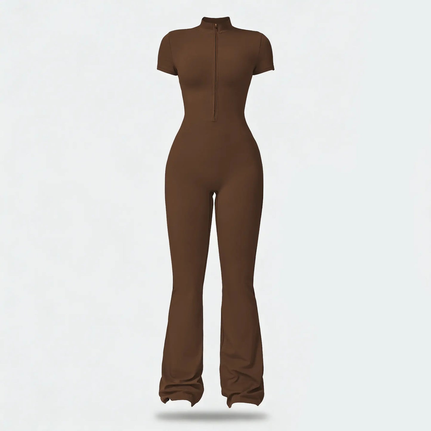 NVWA Women'S Long Sleeve Flared Zipper Covered Bust Sports Jumpsuit - Wide Leg Bodysuit, Athletic Style Activewear, Workout Gym Clothing, Stylish Activewear, Fitness Outfits for Gym, Pilates, Outdoor Fun,Summervibes
