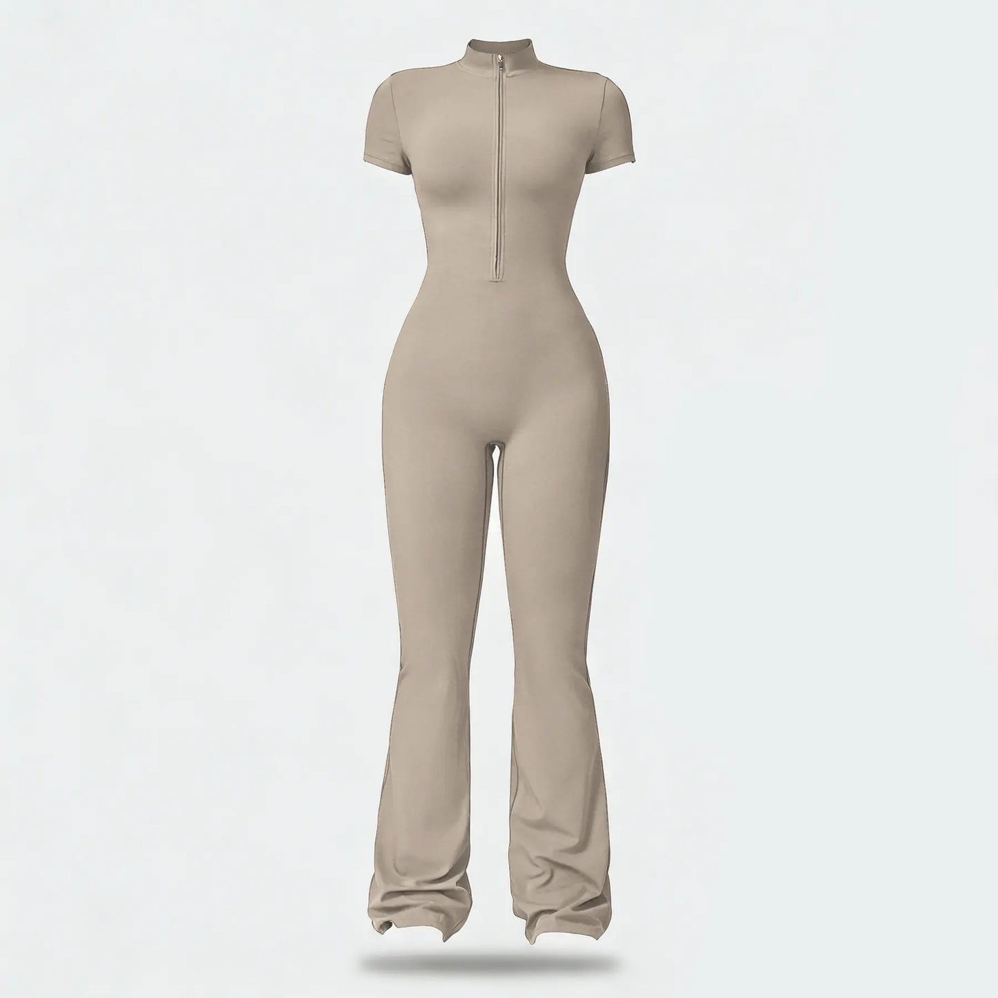 NVWA Women'S Long Sleeve Flared Zipper Covered Bust Sports Jumpsuit - Wide Leg Bodysuit, Athletic Style Activewear, Workout Gym Clothing, Stylish Activewear, Fitness Outfits for Gym, Pilates, Outdoor Fun,Summervibes