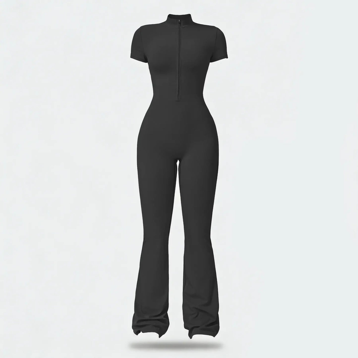 NVWA Women'S Long Sleeve Flared Zipper Covered Bust Sports Jumpsuit - Wide Leg Bodysuit, Athletic Style Activewear, Workout Gym Clothing, Stylish Activewear, Fitness Outfits for Gym, Pilates, Outdoor Fun,Summervibes