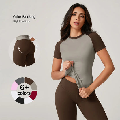 TIMEOFF Women'S 2 Piece Sweatsuit Set - Raglan Sleeve Color-Block Fitted Top & High-Waist Leggings, Stretchy Breathable Sporty Style Outfits for Yoga, Gym Workouts, Women'S Clothes,Summervibes