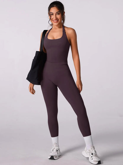 Two-Piece Set Women'S Solid Seamless Crop Tank Top & High Waist Leggings Tracksuit Set Gym Sets, Sporty Casual Breathable Comfortable Outfits for Yoga Gym Workout Running, Ladies Sportswear for All Seasons, Fitness Outfit, Fitness Clothing