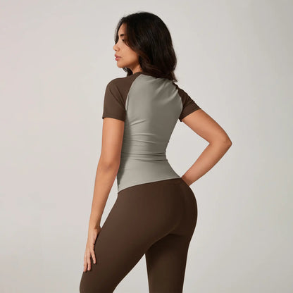 TIMEOFF Women'S 2 Piece Sweatsuit Set - Raglan Sleeve Color-Block Fitted Top & High-Waist Leggings, Stretchy Breathable Sporty Style Outfits for Yoga, Gym Workouts, Women'S Clothes,Summervibes