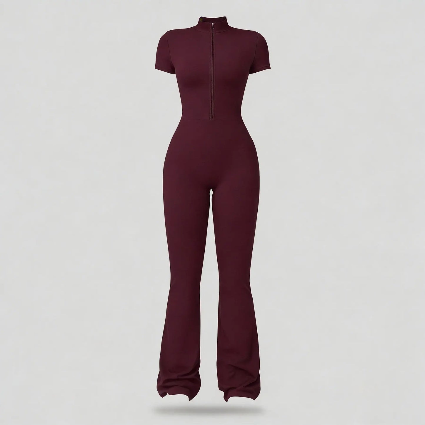 NVWA Women'S Long Sleeve Flared Zipper Covered Bust Sports Jumpsuit - Wide Leg Bodysuit, Athletic Style Activewear, Workout Gym Clothing, Stylish Activewear, Fitness Outfits for Gym, Pilates, Outdoor Fun,Summervibes