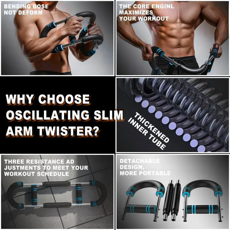 Adjustable Power Twister Arm Trainer for Chest & Arm Workout, Portable Upper Body Strength Bar for Men Home Gym Fitness Summervibes