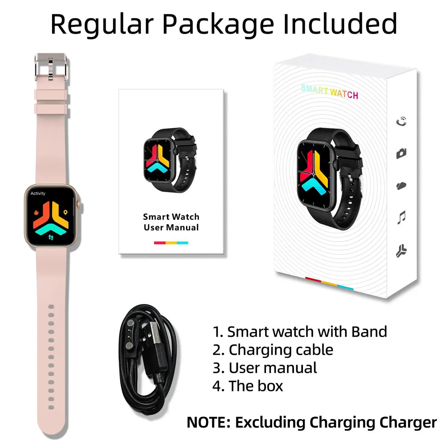 Smart Fitness Tracker Smartwatch with Bluetooth Call Function - Activity Watch for iPhone & Android, Touchscreen Health Wearable