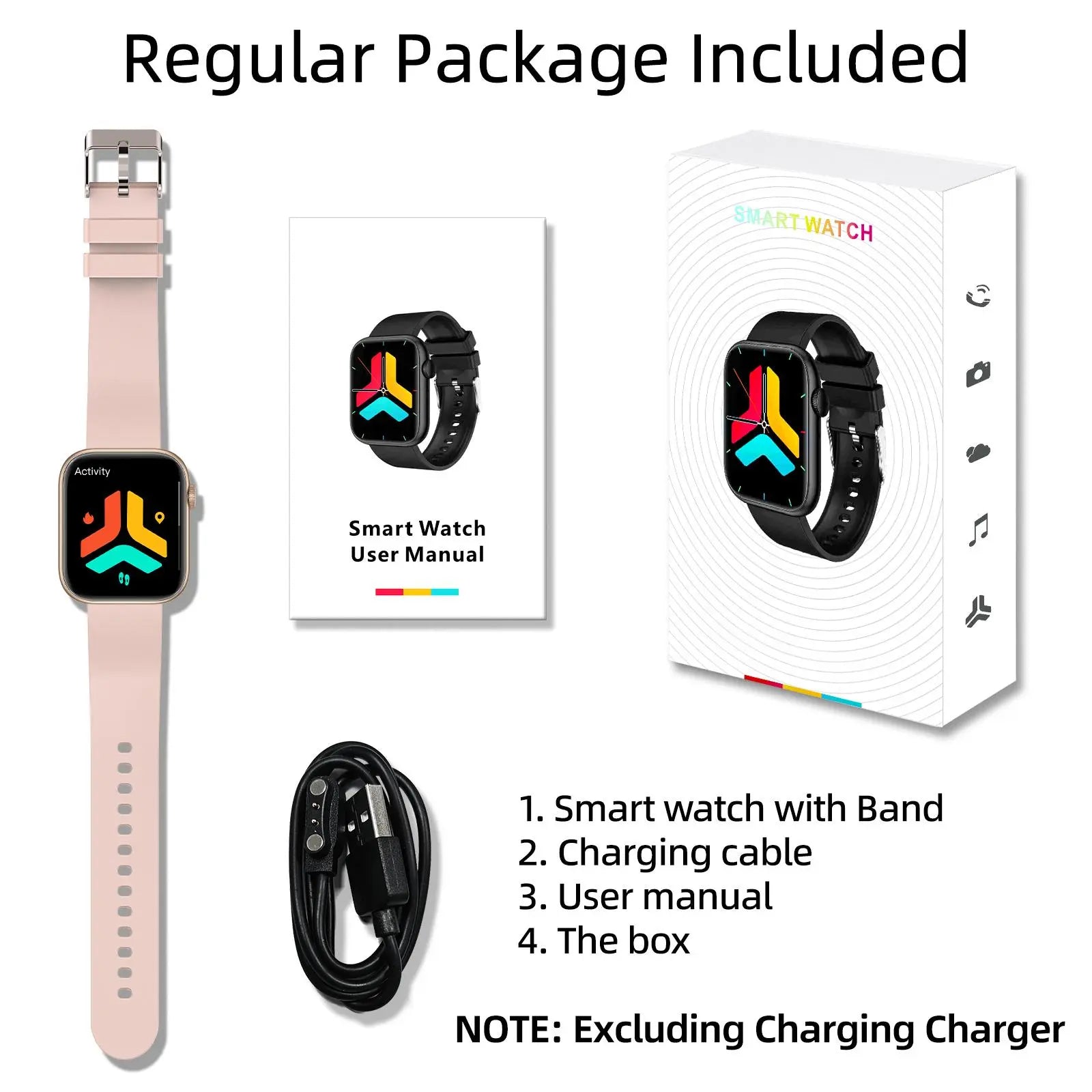 Smart Fitness Tracker Smartwatch with Bluetooth Call Function - Activity Watch for iPhone & Android, Touchscreen Health Wearable