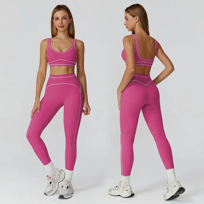 MFVIM Women'S Two-Piece Sports Set, Comfortable Activewear for Fitness and Gym, Athletic Clothing for Everyday Use Summer Sportswear Yoga Bottoms Sporty Casual Seamless