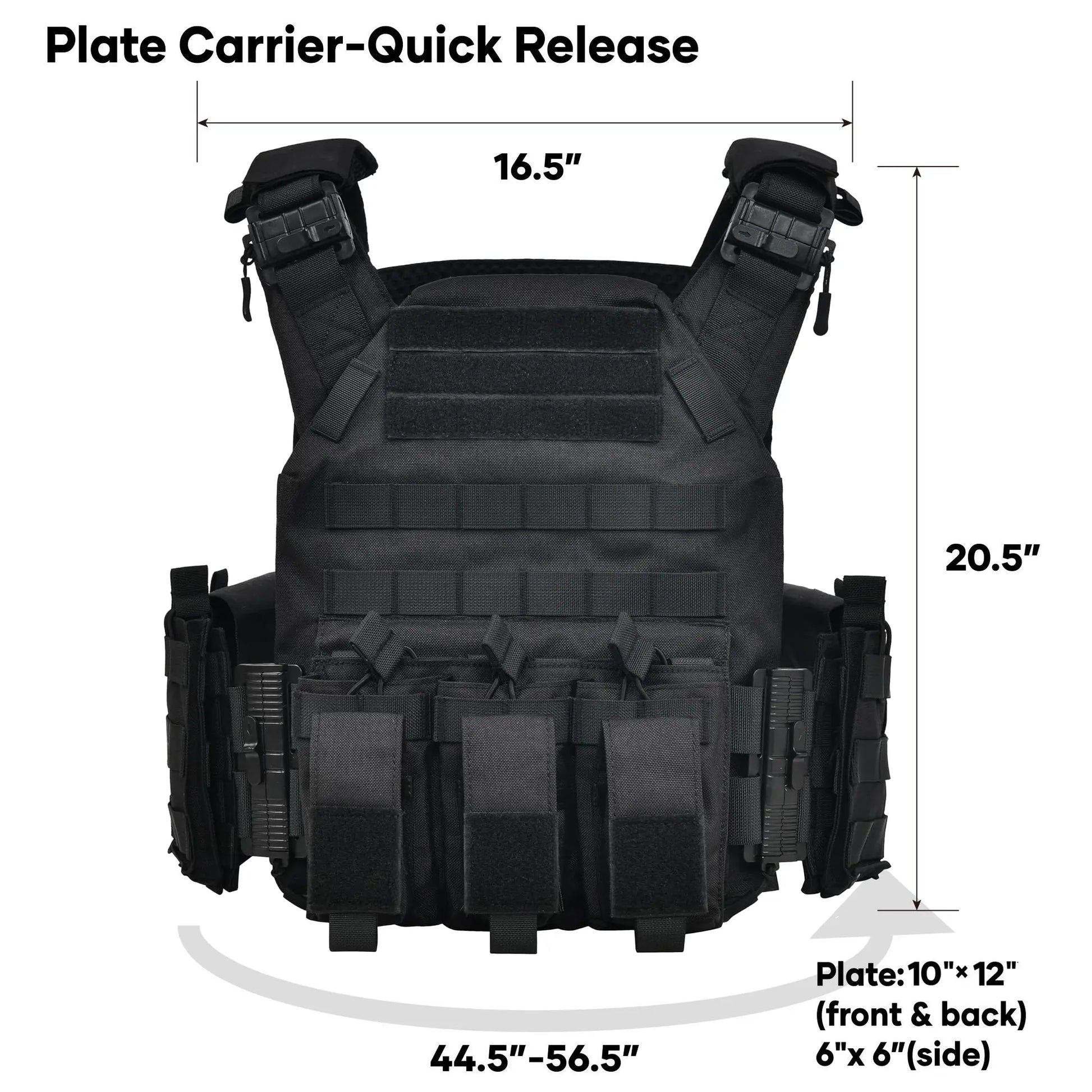 GFIRE Quick Release Plate Carrier Vest Molle Vest Adjustable Breathable for Sport 32-52 Inches Adjustable Size Perfect Gift for Men