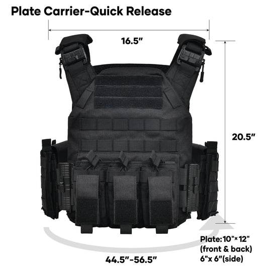 GFIRE Quick Release Plate Carrier Vest Molle Vest Adjustable Breathable for Sport 32-52 Inches Adjustable Size Perfect Gift for Men