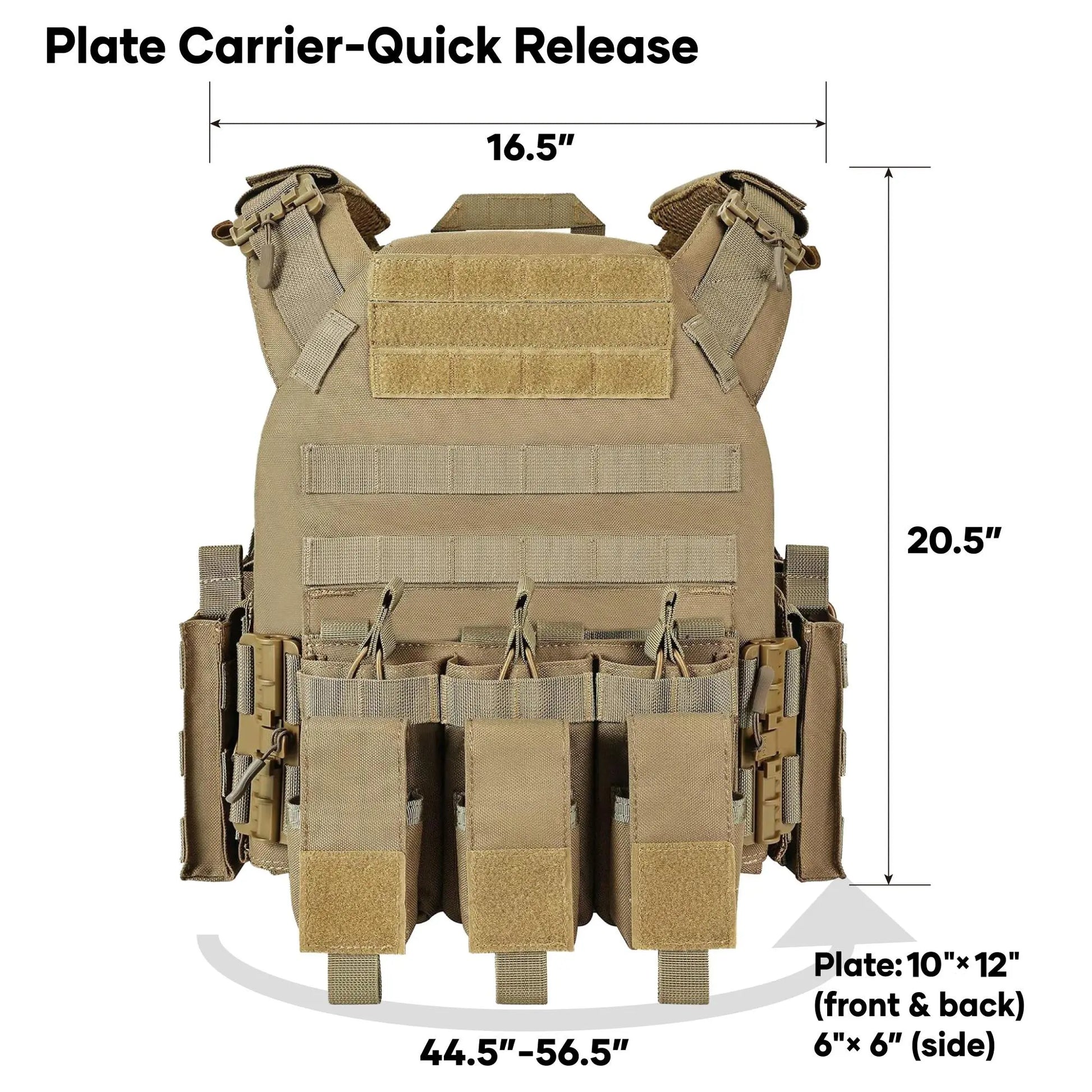 GFIRE Quick Release Plate Carrier Vest Molle Vest Adjustable Breathable for Sport 32-52 Inches Adjustable Size Perfect Gift for Men