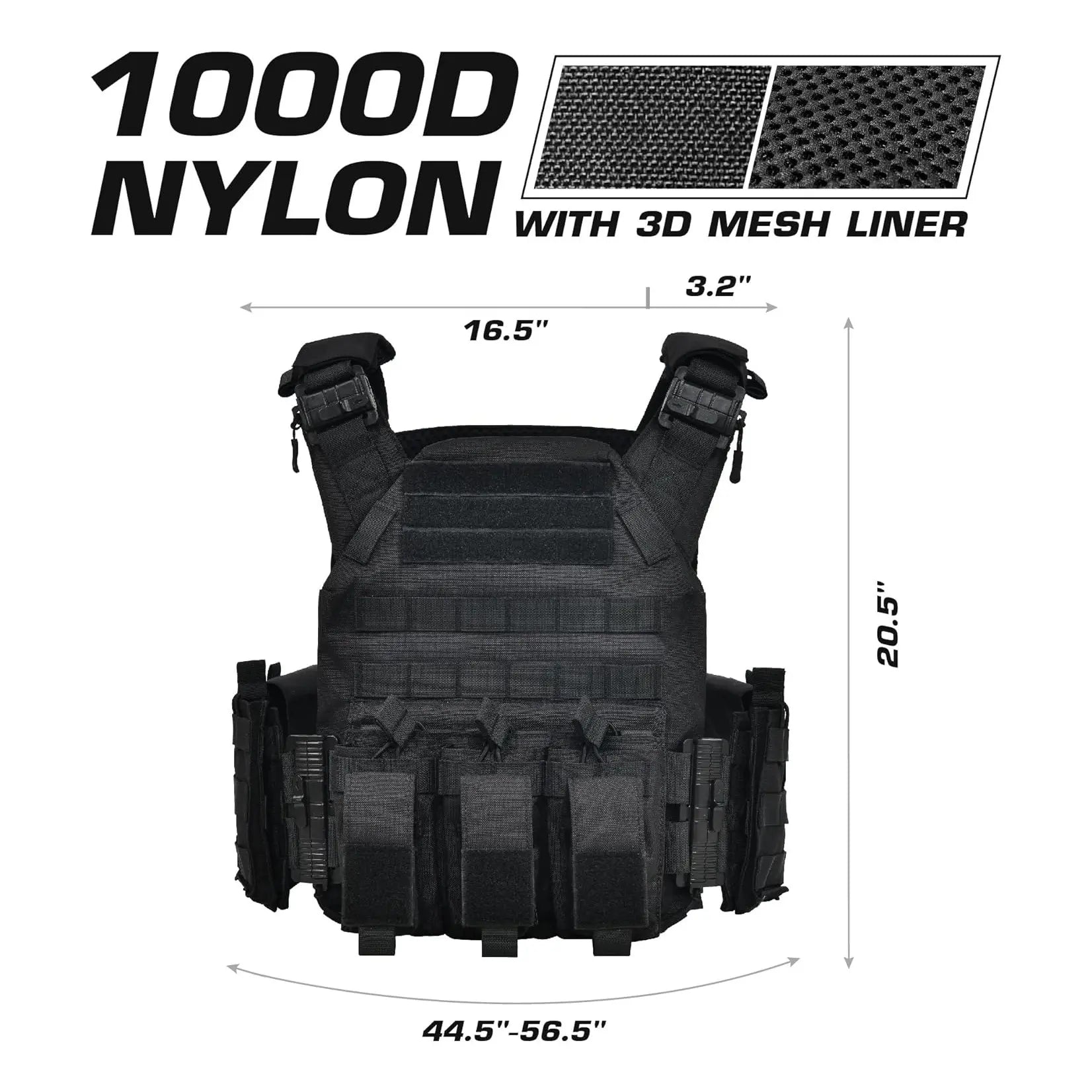 GFIRE Quick Release Plate Carrier Vest Molle Vest Adjustable Breathable for Sport 32-52 Inches Adjustable Size Perfect Gift for Men