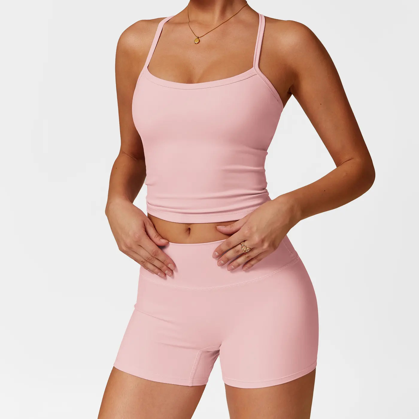MFVIM Women'S Yoga Wear Backless Lace up Sports Bra and High Waisted Hip Lifting Shorts Matching Workout Set Butt-Lifting Pilates Improver Suit Sleeveless Gym Tops Lightweight Activewear Running Outfits Sporty Style Clothes