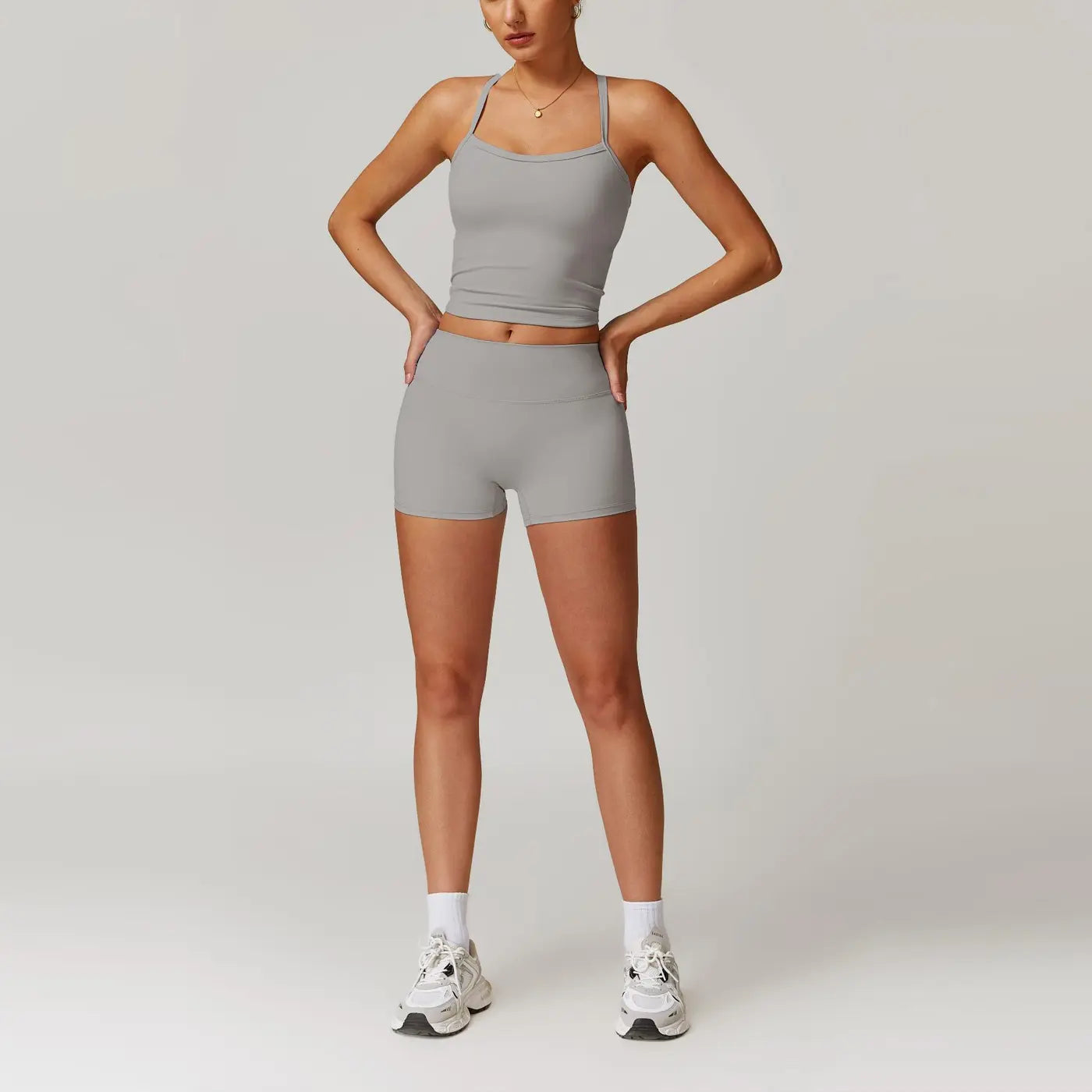 MFVIM Women'S Yoga Wear Backless Lace up Sports Bra and High Waisted Hip Lifting Shorts Matching Workout Set Butt-Lifting Pilates Improver Suit Sleeveless Gym Tops Lightweight Activewear Running Outfits Sporty Style Clothes