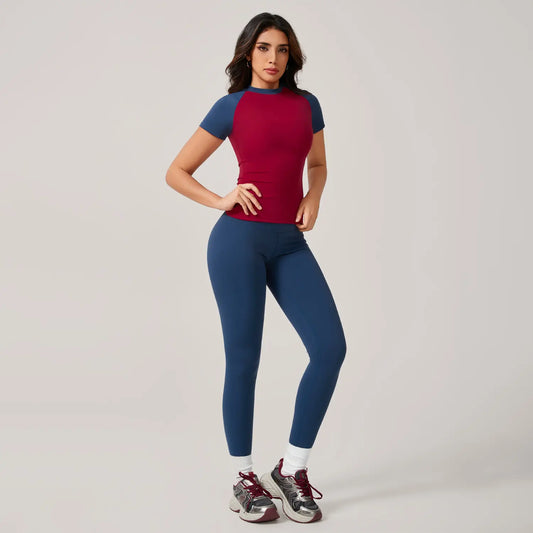 TIMEOFF Women'S 2 Piece Sweatsuit Set - Raglan Sleeve Color-Block Fitted Top & High-Waist Leggings, Stretchy Breathable Sporty Style Outfits for Yoga, Gym Workouts, Women'S Clothes,Summervibes