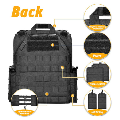 GFIRE Quick Release Plate Carrier Vest Molle Vest Adjustable Breathable for Sport 32-52 Inches Adjustable Size Perfect Gift for Men