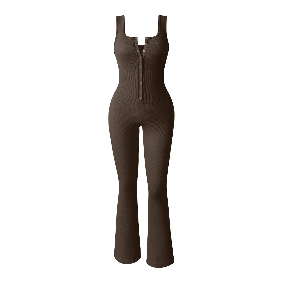 OQQ Women'S Yoga Ribbed Tank Button Tops Rompers Sleeveless Exercise Jumpsuits Springtok Outdoorfun