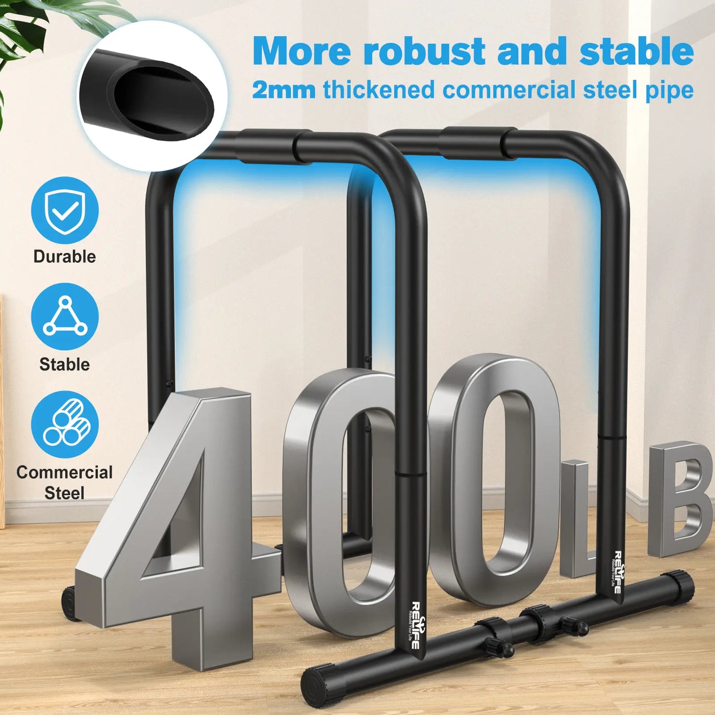Relife Sports Dip Station Functional Heavy Duty Dip Stands Fitness Workout Dip Bar Station Stabilizer Parallette Push up Stand Dealsforyoudays Strength Training Equipment Summervibes