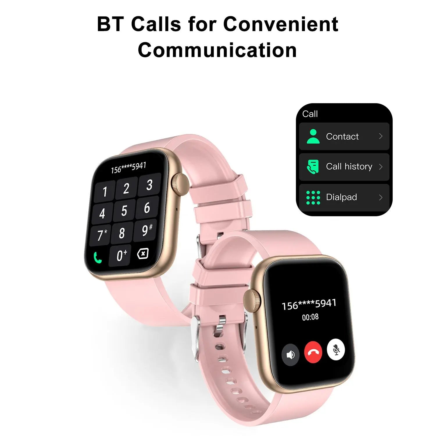 Smart Fitness Tracker Smartwatch with Bluetooth Call Function - Activity Watch for iPhone & Android, Touchscreen Health Wearable