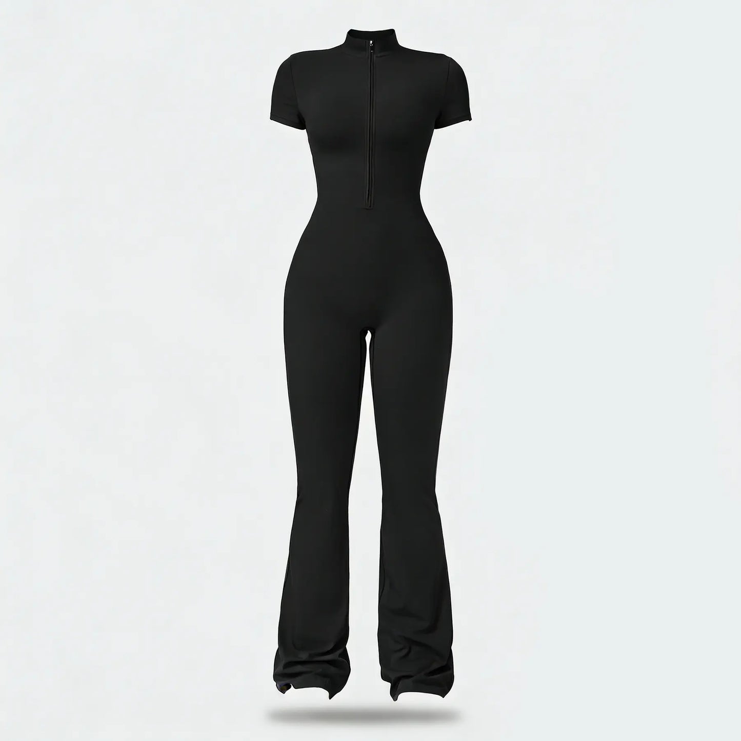 NVWA Women'S Long Sleeve Flared Zipper Covered Bust Sports Jumpsuit - Wide Leg Bodysuit, Athletic Style Activewear, Workout Gym Clothing, Stylish Activewear, Fitness Outfits for Gym, Pilates, Outdoor Fun,Summervibes