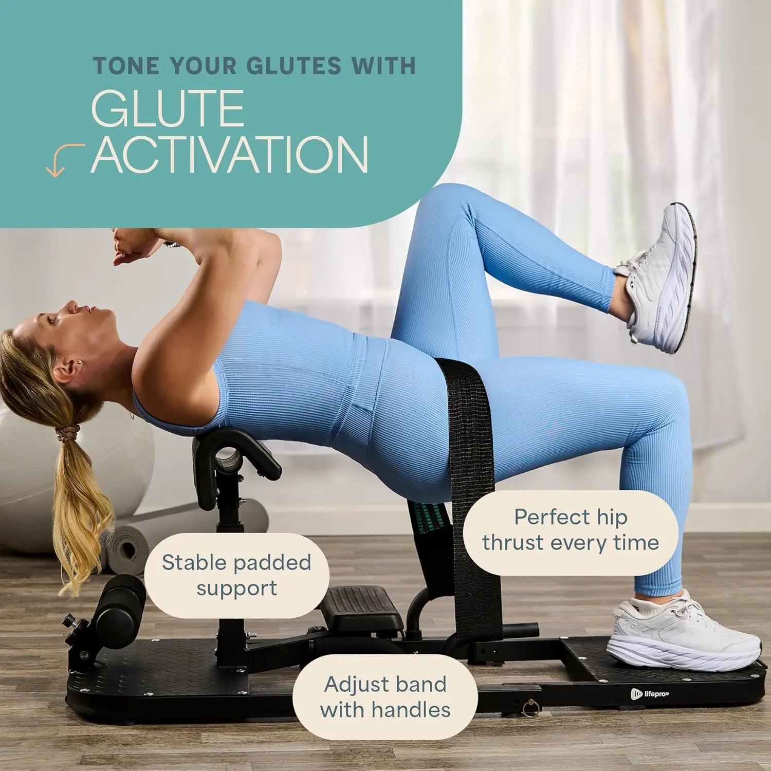 Lifepro Gluteblast Hip Thrust Machine - Compact Home Gym Equipment for Enhanced Glute Development and Lower Back Support | Adjustable Design with Lifetime Warranty