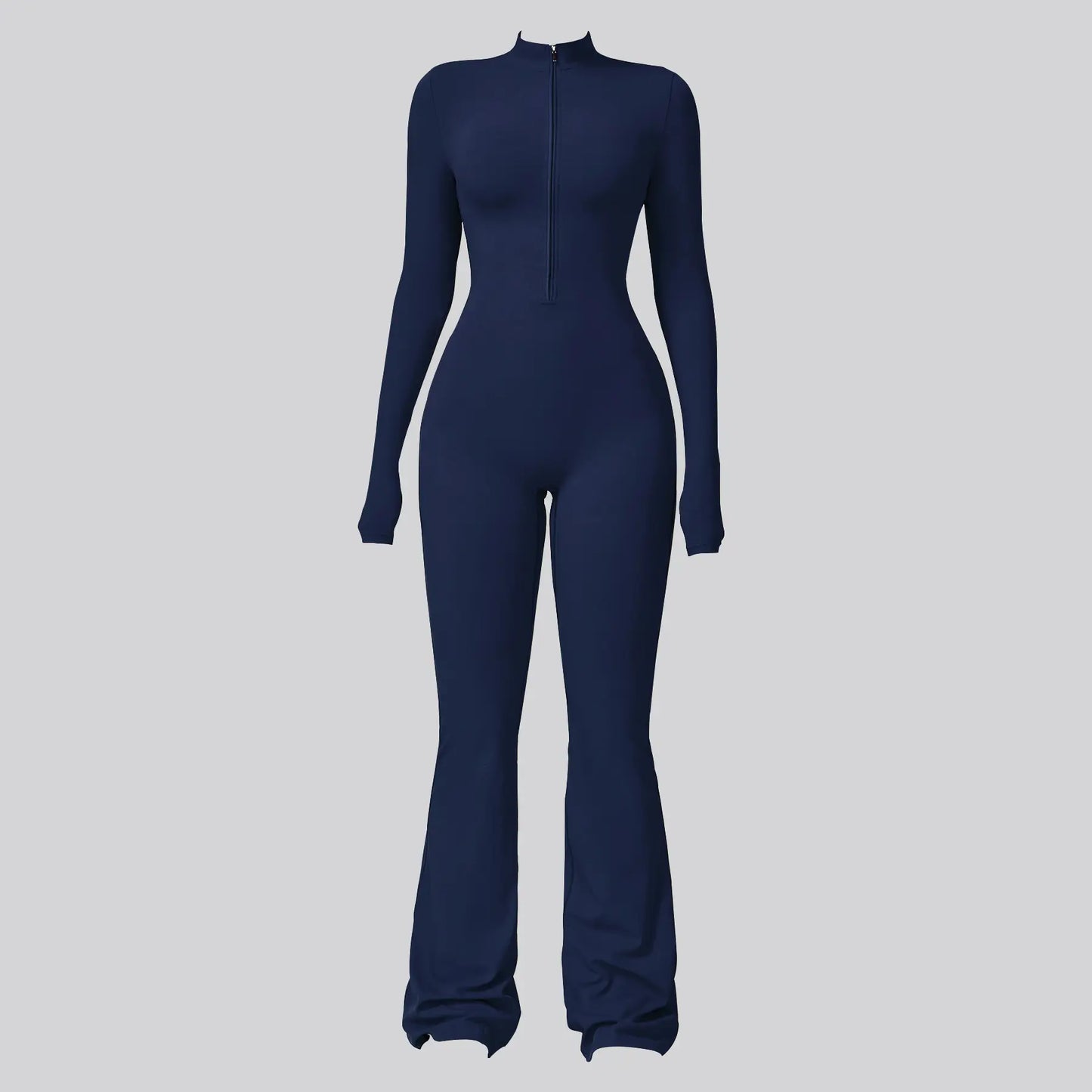 NVWA Women'S Long Sleeve Flared Zipper Covered Bust Sports Jumpsuit - Wide Leg Bodysuit, Athletic Style Activewear, Workout Gym Clothing, Stylish Activewear, Fitness Outfits for Gym, Pilates, Outdoor Fun,Summervibes