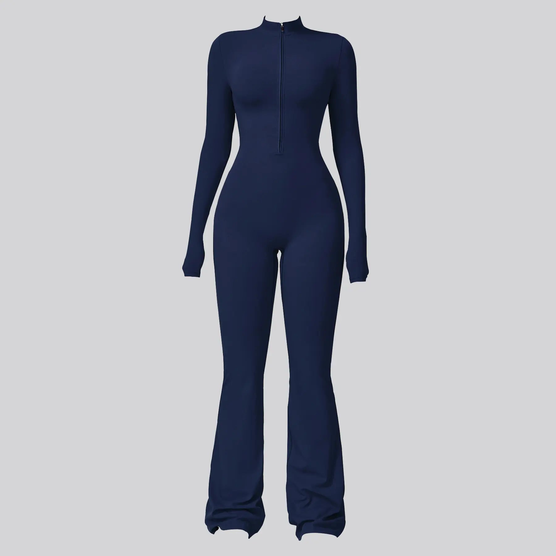 NVWA Women'S Long Sleeve Flared Zipper Covered Bust Sports Jumpsuit - Wide Leg Bodysuit, Athletic Style Activewear, Workout Gym Clothing, Stylish Activewear, Fitness Outfits for Gym, Pilates, Outdoor Fun,Summervibes