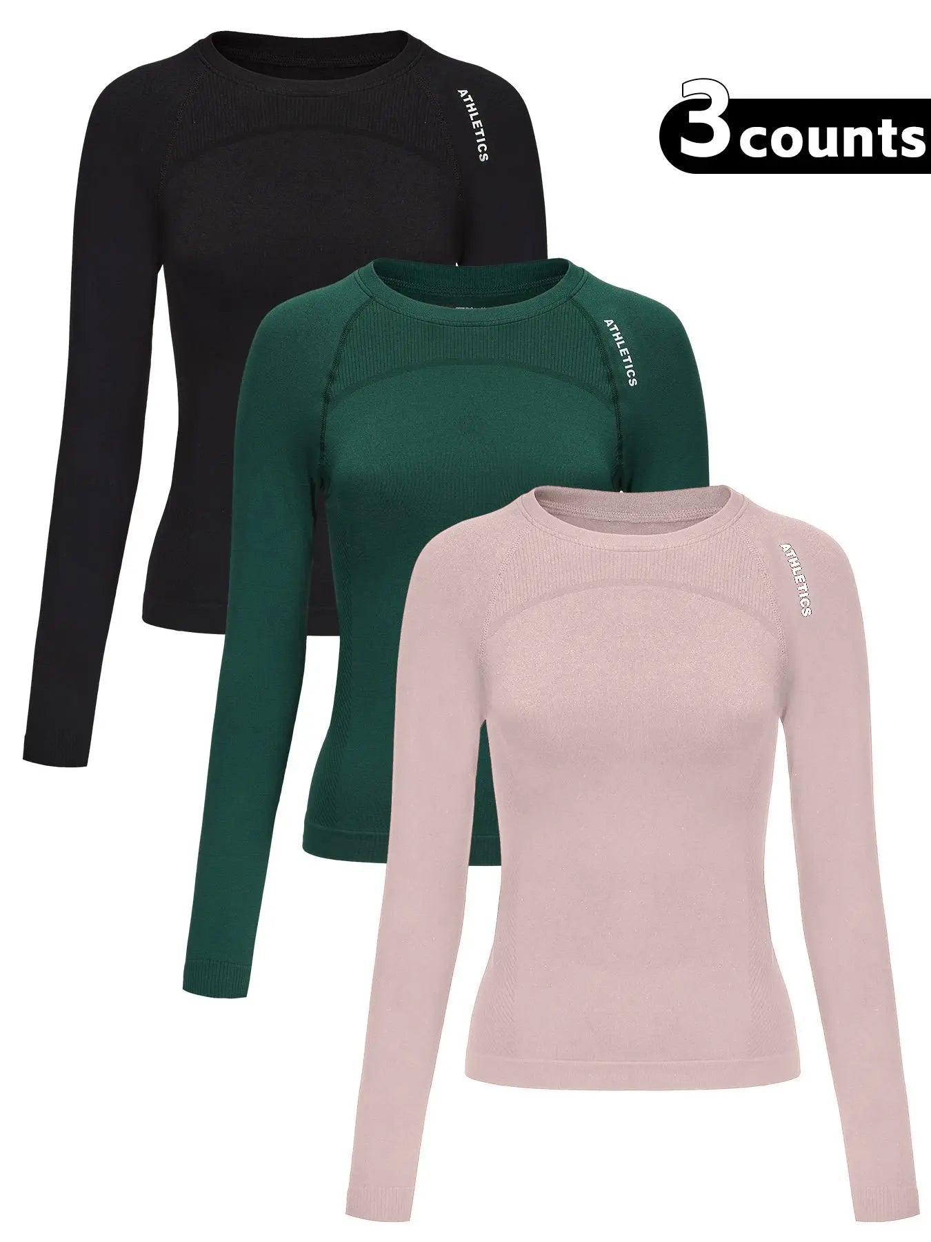 Women'S Letter Print Baselayer Top, Long Sleeve round Neck Compression Top for Yoga Gym Workout, Ladies Sportswear for Fall & Winter, Athletic Compression Shirt, Fitness Clothes Tops, Athletic Fashion Activewear, Workout Apparel
