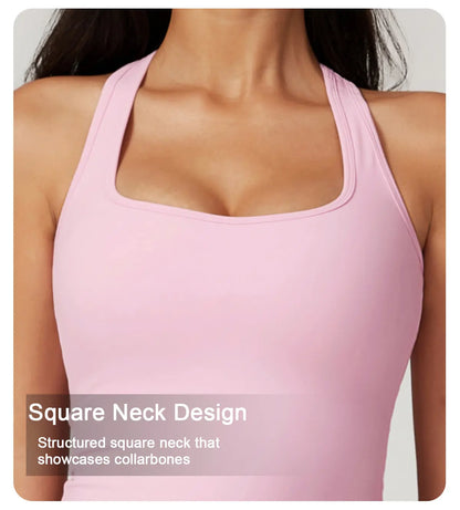 MASKERT Women'S Sports Tank Top Built-In Bra Stretchy Buttery Soft Lightweight for Yoga & Training