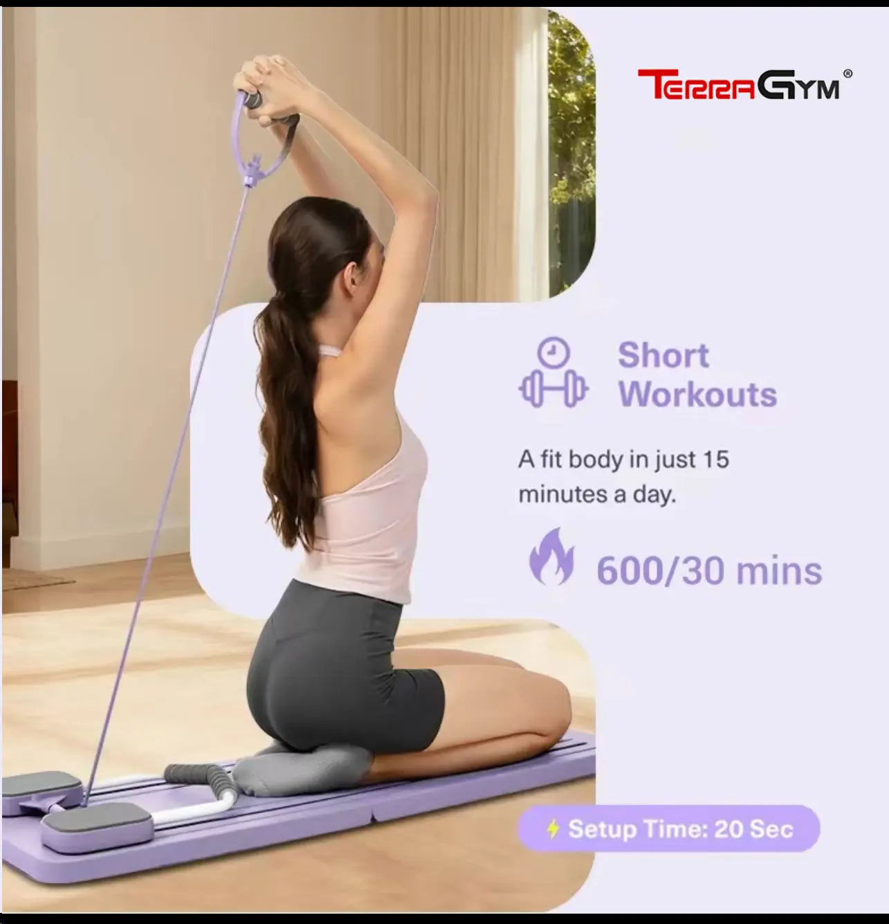 Terragym Pilates Board — Multifunctional, Foldable Home Pilates Training Board with Knee Pads, Timer, and Resistance Bands, Specifically Designed as a Core Strength Trainer and Abdominal Exercise Equipment #Summervibes