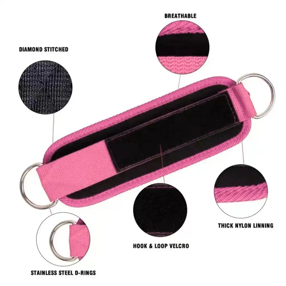 Ankle Straps with Double D-Ring for Gym Workouts Glutes Legs Strength Training Fitness Pink Black Blue Red Nylon Weight Equipment Weighted Belt Support Sports Safety Abductors