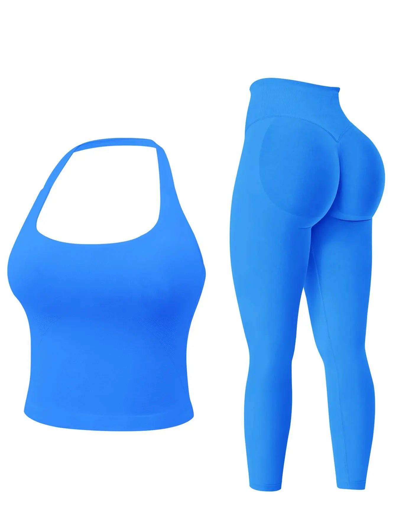 Two-Piece Set Women'S Solid Seamless Crop Tank Top & High Waist Leggings Tracksuit Set Gym Sets, Sporty Casual Breathable Comfortable Outfits for Yoga Gym Workout Running, Ladies Sportswear for All Seasons, Fitness Outfit, Fitness Clothing