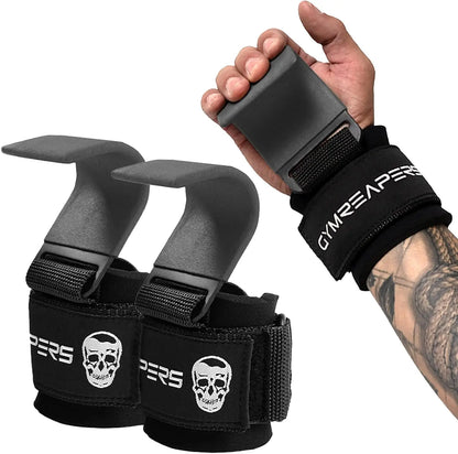 Gymreapers Heavy-Duty Lifting Hooks - Gray, for Deadlifting, Rowing and Pulling Exercises