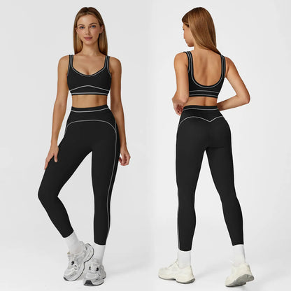 MFVIM Women'S Two-Piece Sports Set, Comfortable Activewear for Fitness and Gym, Athletic Clothing for Everyday Use Summer Sportswear Yoga Bottoms Sporty Casual Seamless