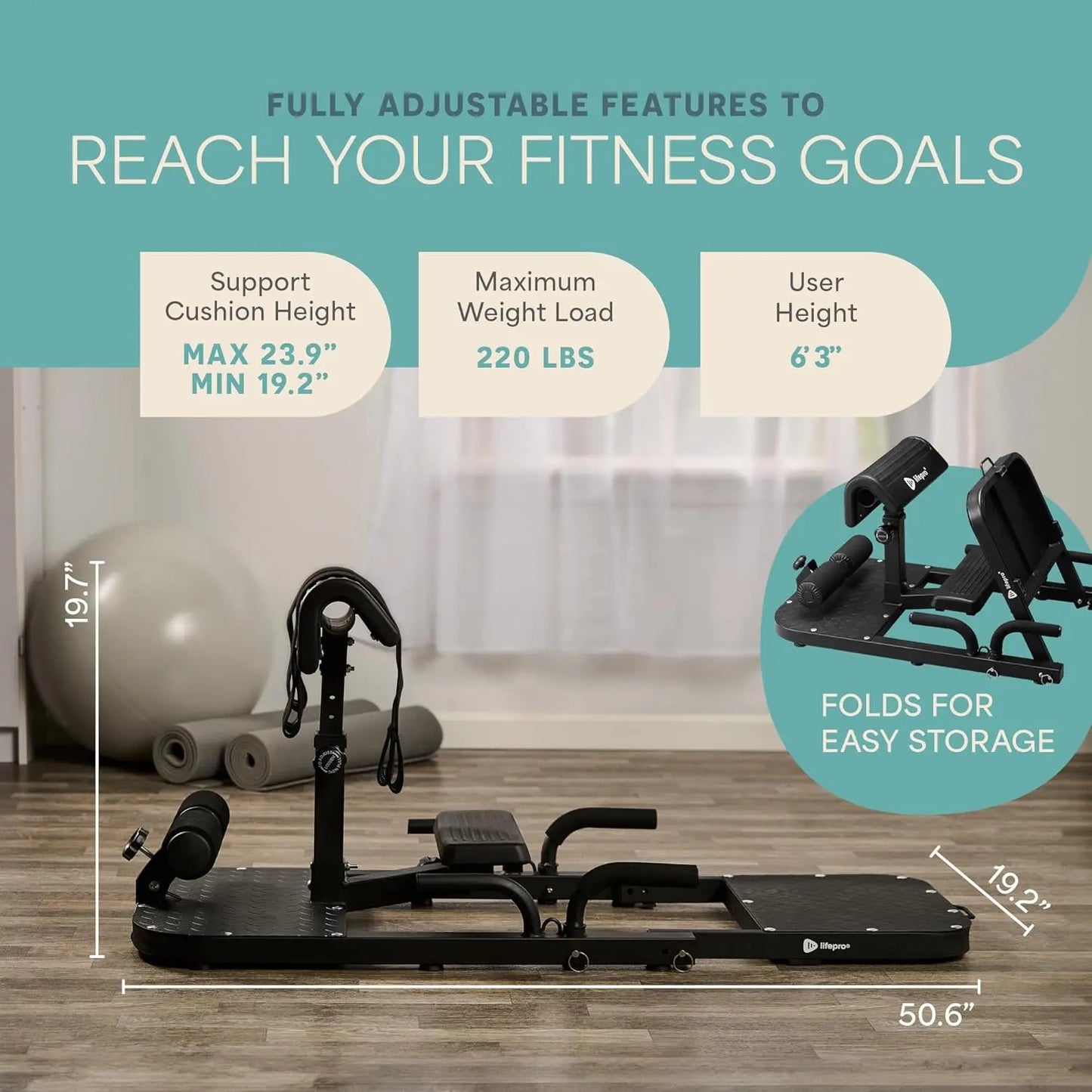 Lifepro Gluteblast Hip Thrust Machine - Compact Home Gym Equipment for Enhanced Glute Development and Lower Back Support | Adjustable Design with Lifetime Warranty